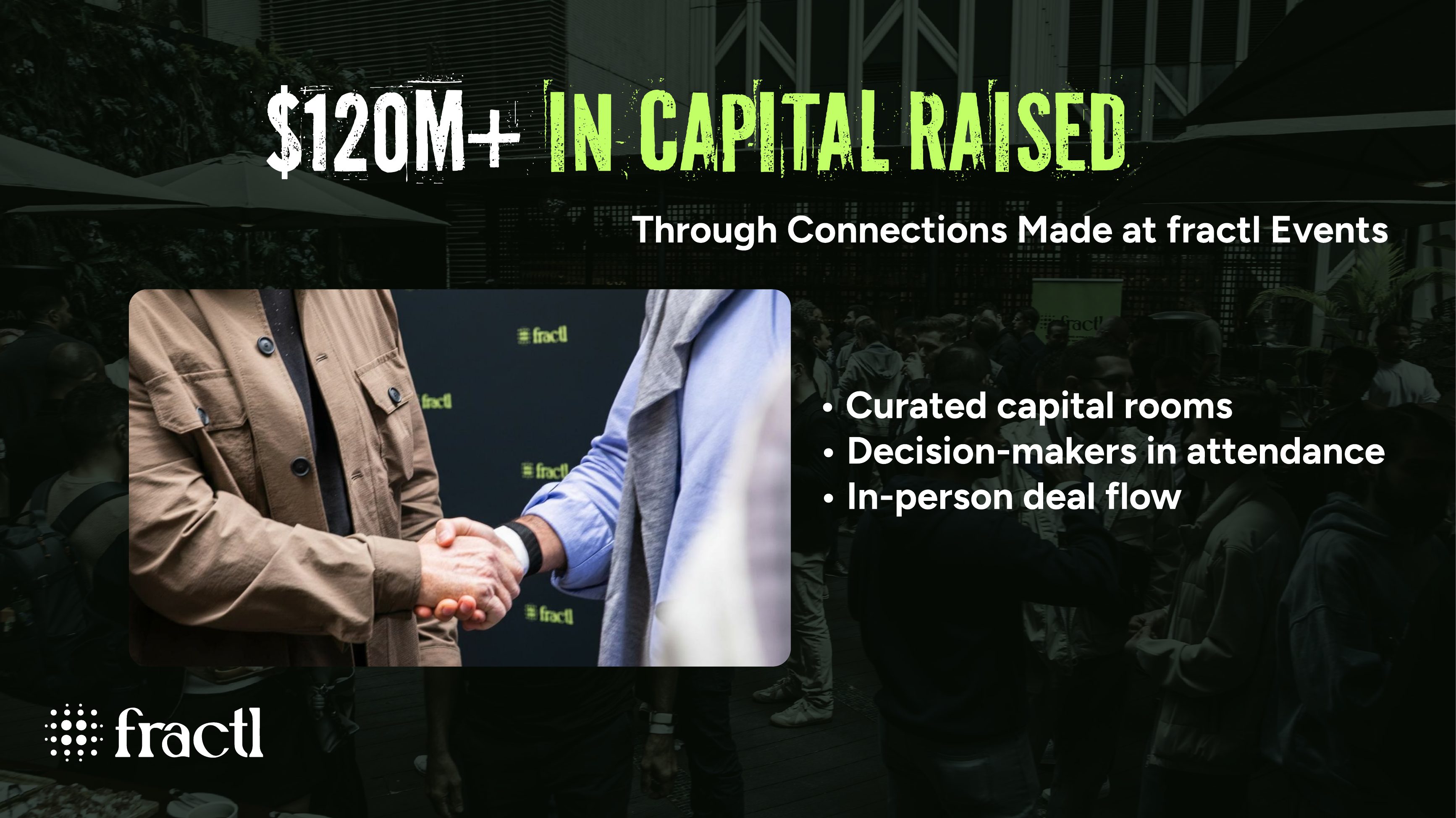 $120M+ in capital raised through connections made at fractl events